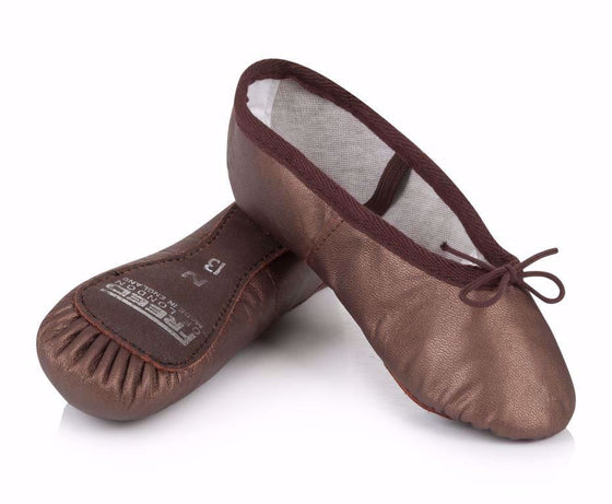 Freed 'Aspire' Adult Wide Leather Ballet Shoes Brown