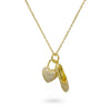 CZ Love Dance Heart & Shoe Necklace Gold