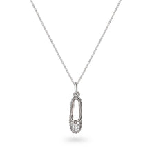  CZ-Encrusted Single Ballet Shoe Necklace Sterling Silver