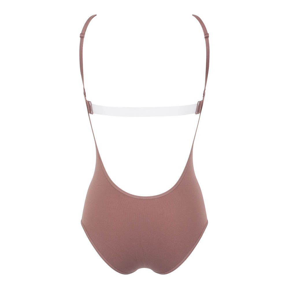 Low back Bodysuit with Removable Padding Dark Nude