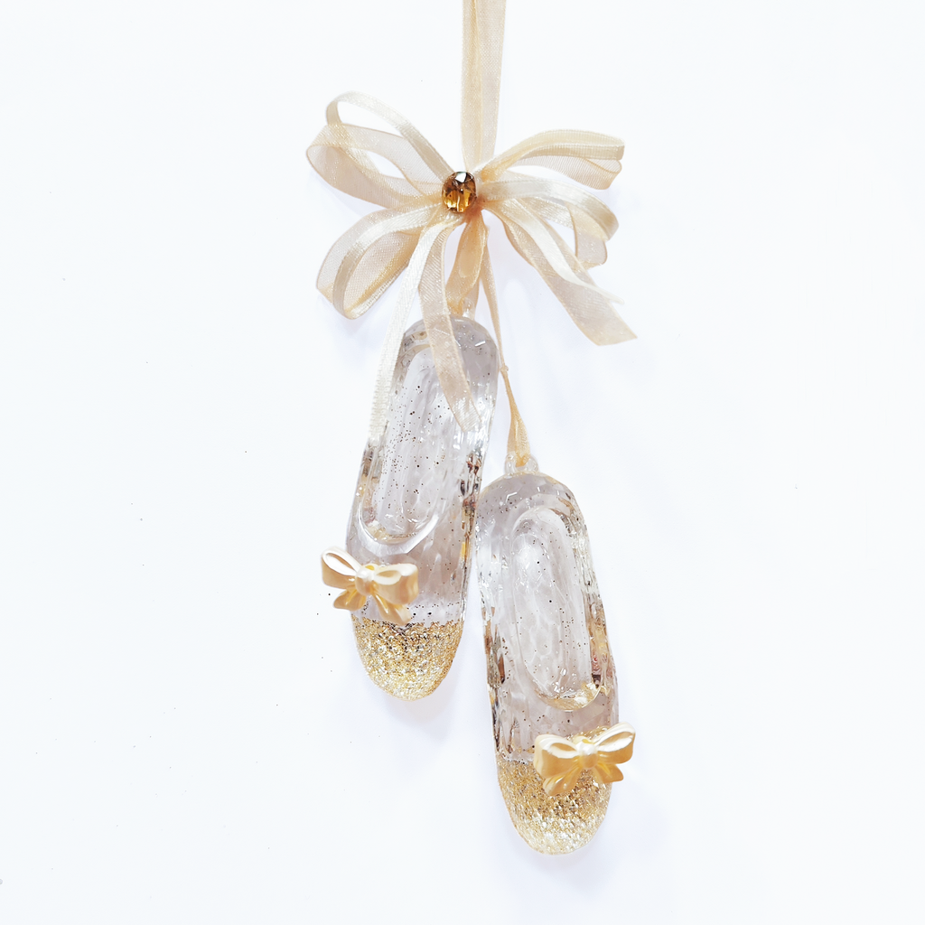 Acrylic & Gold Glitter Ballet Shoes
