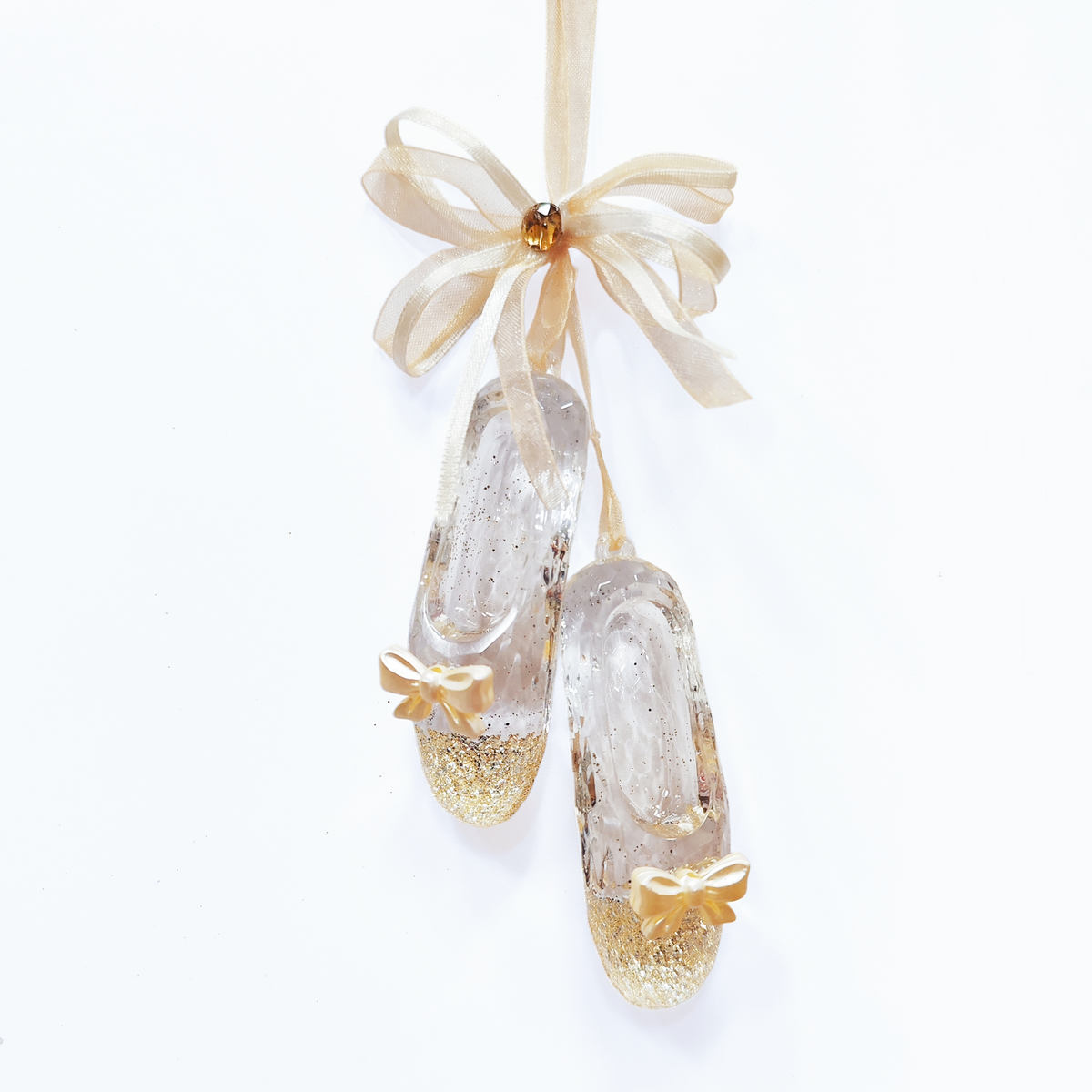 Acrylic & Gold Glitter Ballet Shoes