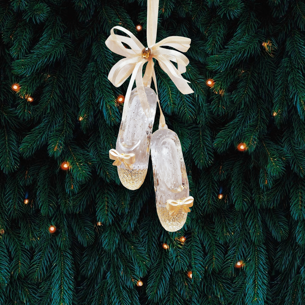 Acrylic & Gold Glitter Ballet Shoes