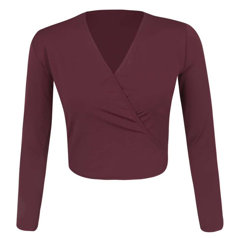Burgundy Alycia crossover wrap cardigan is a versatile essential for the Royal Academy of Dance (RAD) uniform across all grades. Embodying the balletcore aesthetic, this regulation crossover features a flattering tie-waist and long sleeves for a professional, streamlined look. Crafted for breathable comfort, it aligns with the trend for sustainable, high-performance dancewear. Perfect for warm-ups and exams, it provides an elevated, modest layer for every aspiring dancer.