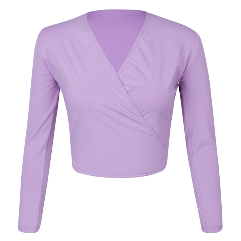 Lavender Alycia crossover wrap cardigan is a versatile essential for the Royal Academy of Dance (RAD) uniform across all grades. Embodying the balletcore aesthetic, this regulation crossover features a flattering tie-waist and long sleeves for a professional, streamlined look. Crafted for breathable comfort, it aligns with the trend for sustainable, high-performance dancewear. Perfect for warm-ups and exams, it provides an elevated, modest layer for every aspiring dancer.