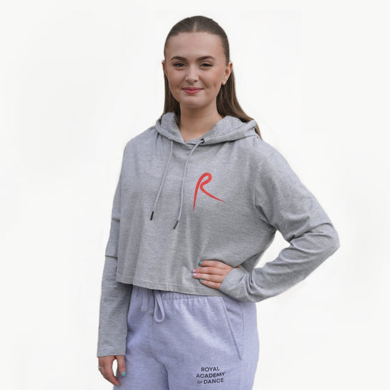 Arabesque Cropped Hoodie Heather Grey