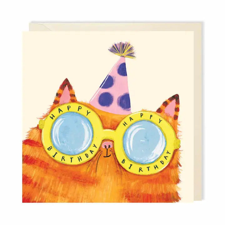 Birthday Party Hat Cat Card