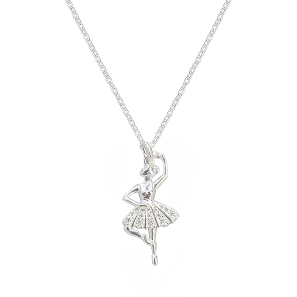 CZ Ballerina Necklace Silver
