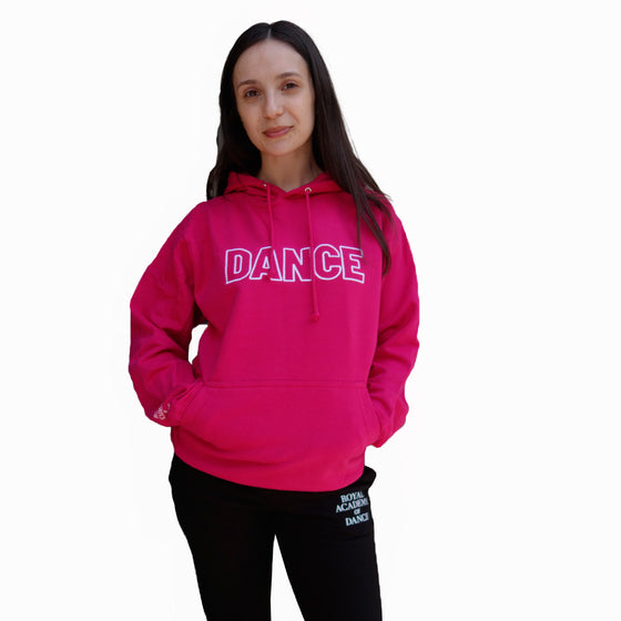 'Dance' Embroidered Hoodie Hot Pink