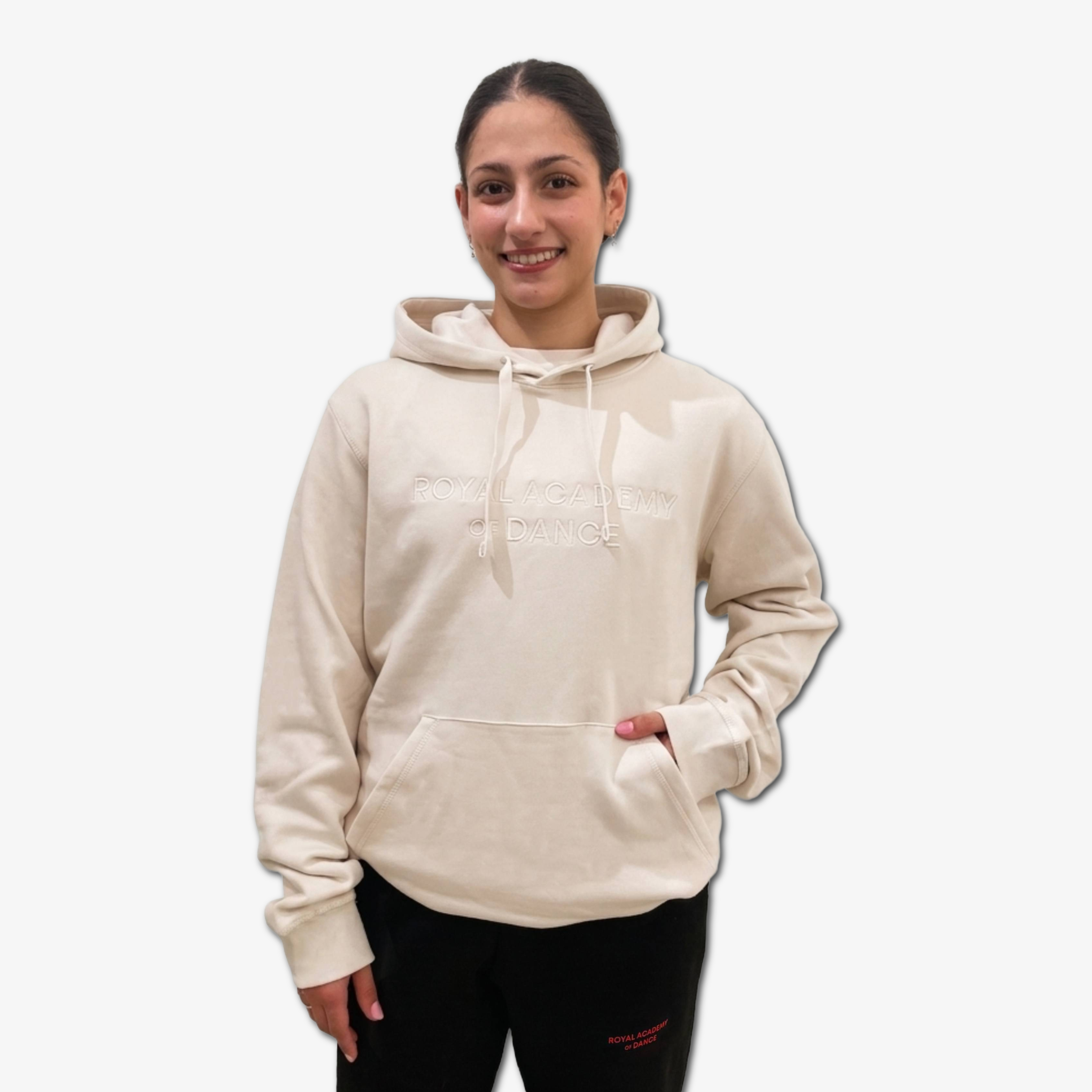 Embroidered Logo Hoodie Vintage White