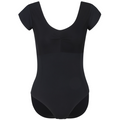 Black Fern leotard is the official RAD uniform for vocational grades, embodying sustainable dancewear shift. Crafted from eco-friendly recycled ECONYL fabric, the design features elegant cap sleeves with a mesh overlay, a knot ruche, and flattering princess seams. Combining a modern silhouette with high-performance breathability, it offers a professional balletcore aesthetic for Intermediate to Advanced exams and daily studio training.