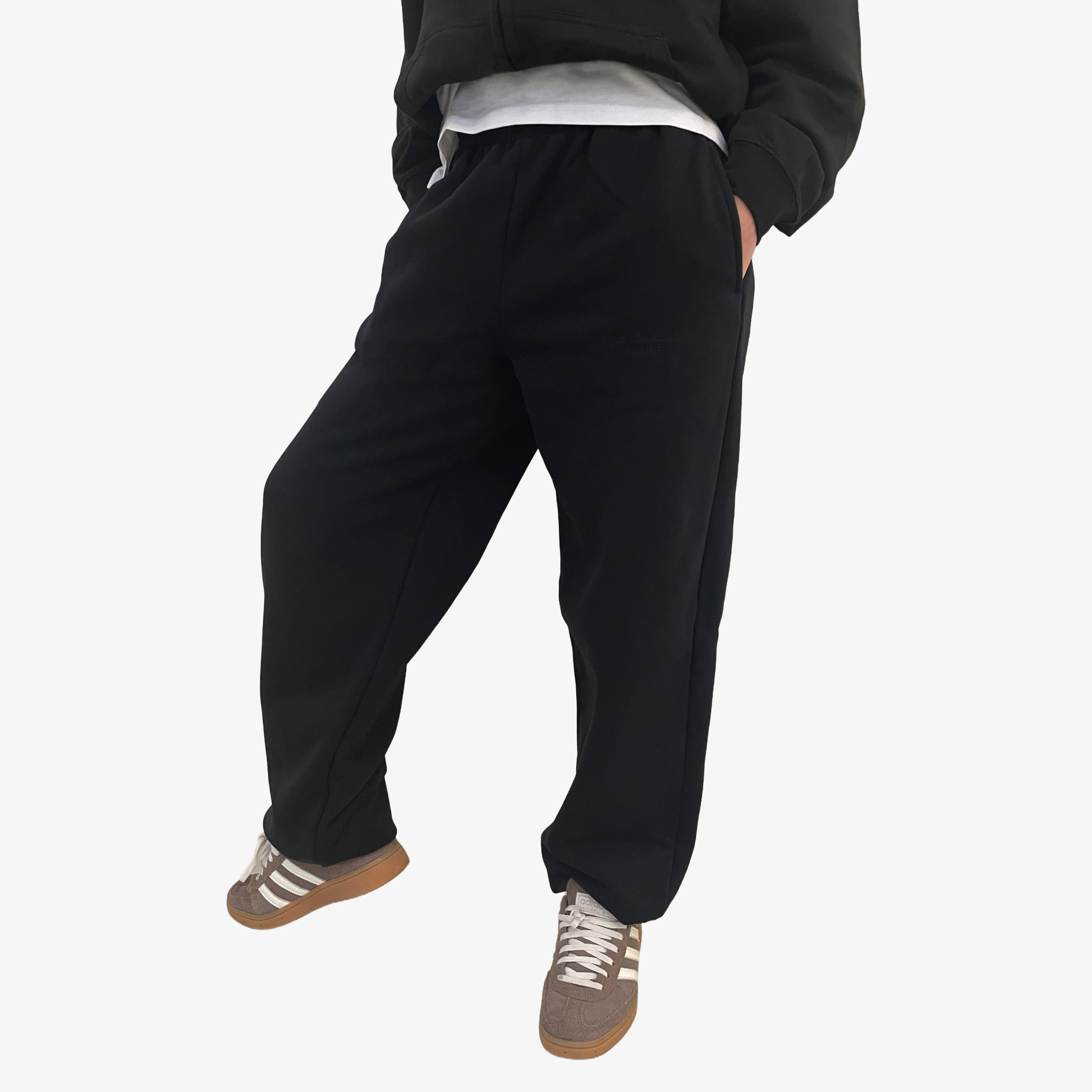 Black jogger with embroidered " Royal Academy of Dance" logo