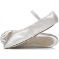 Official Freed of London white satin male ballet shoes for Royal Academy of Dance exams. This professional performance shoe features a high-sheen satin upper designed for superior arch definition and a sleek aesthetic. The handmade construction includes a flexible suede sole for precision floorwork and pre-sewn elastics for a secure, contoured fit. A required RAD uniform staple that offers the same elegant finish and durability as high-end ballet flats for all dance grades.