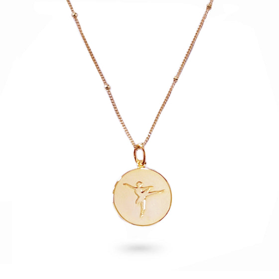 Engraved Disc Arabesque Necklace Gold