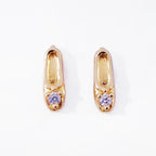 Gold Ballet Shoe Stud Earring with CZ
