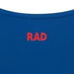 Official RAD Grade 3-5 female ballet uniform: the Freed of London Ivy leotard in royal. This regulation piece features a sleeveless tank design with a ruched front and matching belt. Made from sustainable ECONYL recycled fabric. Designed for Royal Academy of Dance exams, it combines high-performance recycled materials with a professional, supportive fit for young dancers.