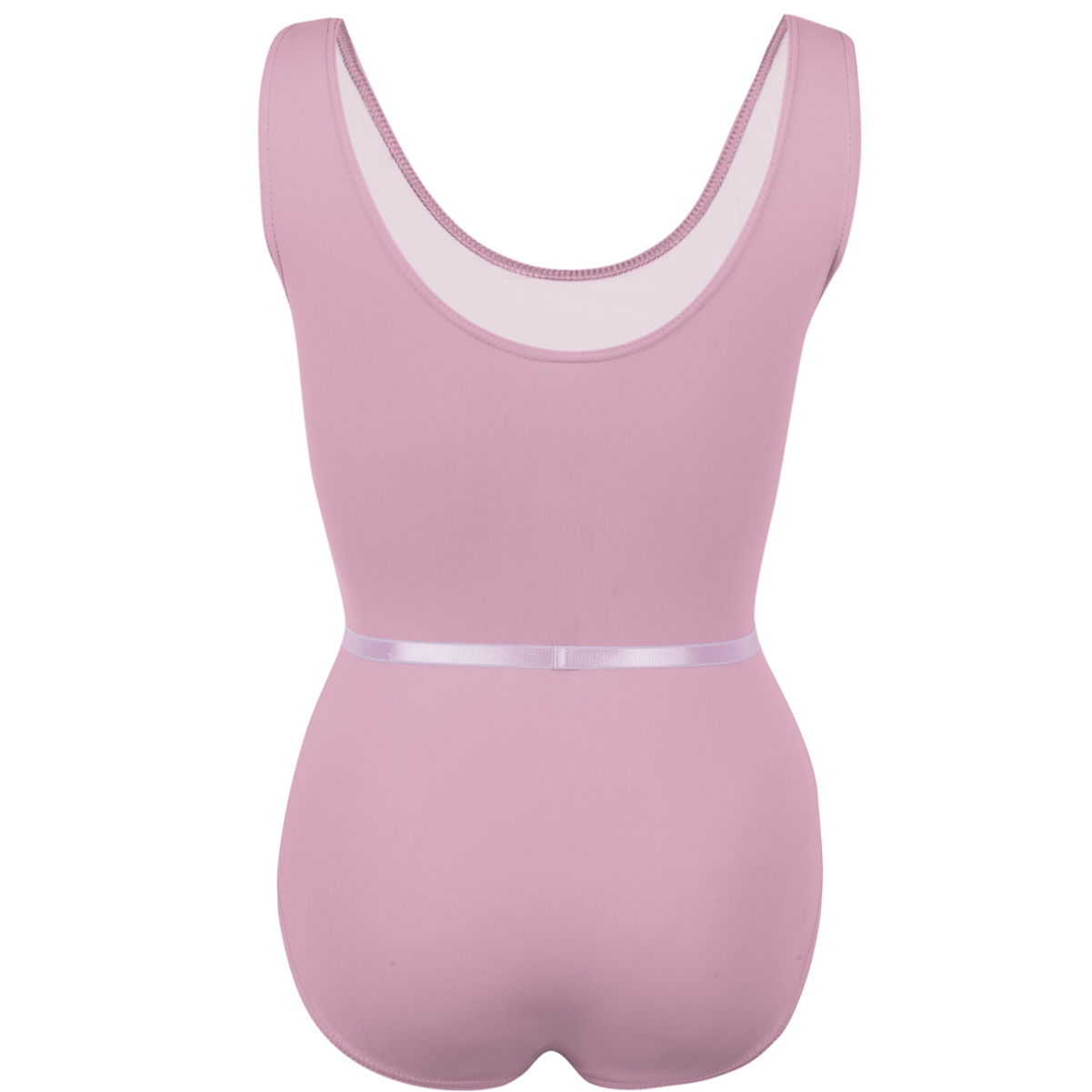 Freed of London Iris leotard in rose, the official Royal Academy of Dance (RAD) regulation uniform for Grades 1 and 2. This sleeveless leotard features elegant front princess seams and includes a matching colour-coordinated elasticated belt. Crafted from sustainable ECONYL® recycled polyamide, the garment represents the 2025 shift toward eco-friendly dancewear while maintaining a traditional, high-performance fit suitable for ballet examinations. It also includes an internal bralet lining in larger sizes