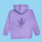 Purple hoodie with an embroidered fairy ballerina design on the back, Royal Academy of Dance
