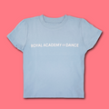 Light blue t-shirt with 'Royal Academy of Dance' logo in white