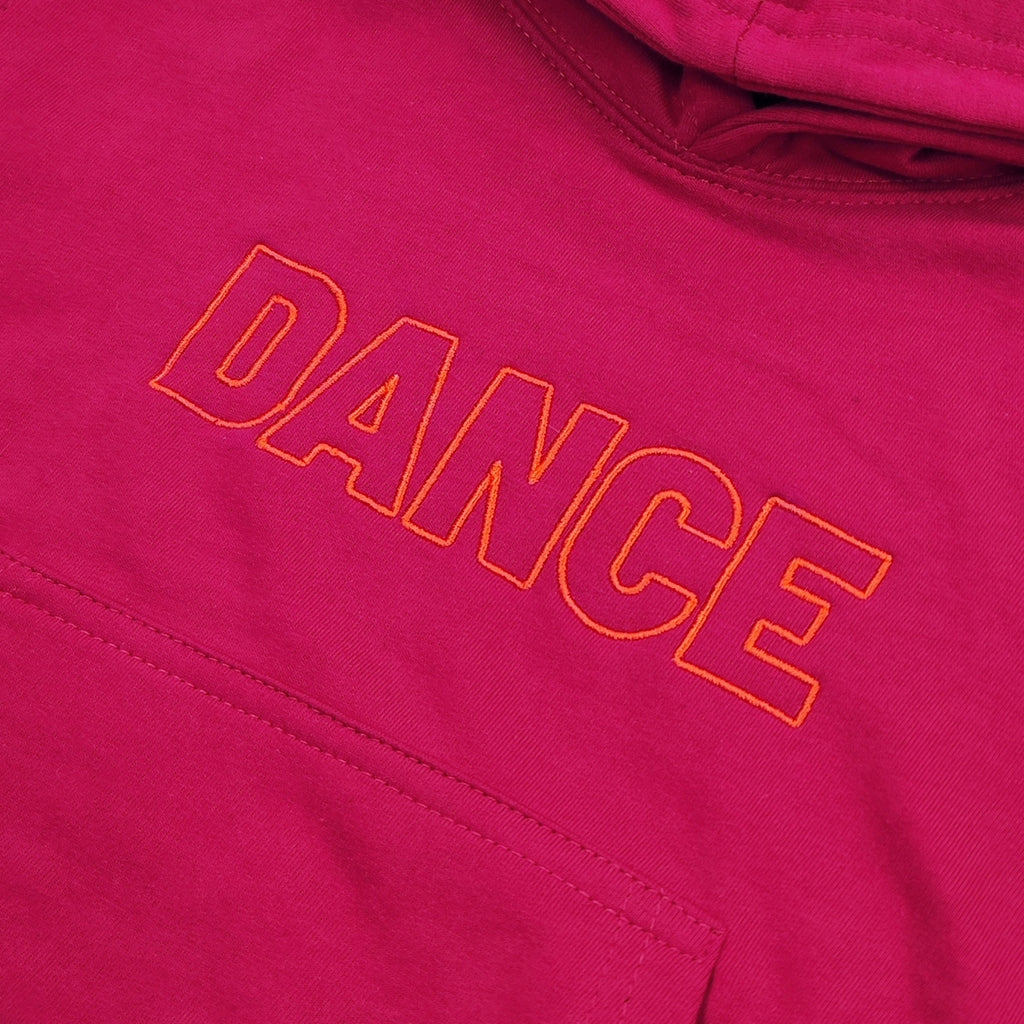 'Dance' Kids Embroidered Hoodie Hot Pink