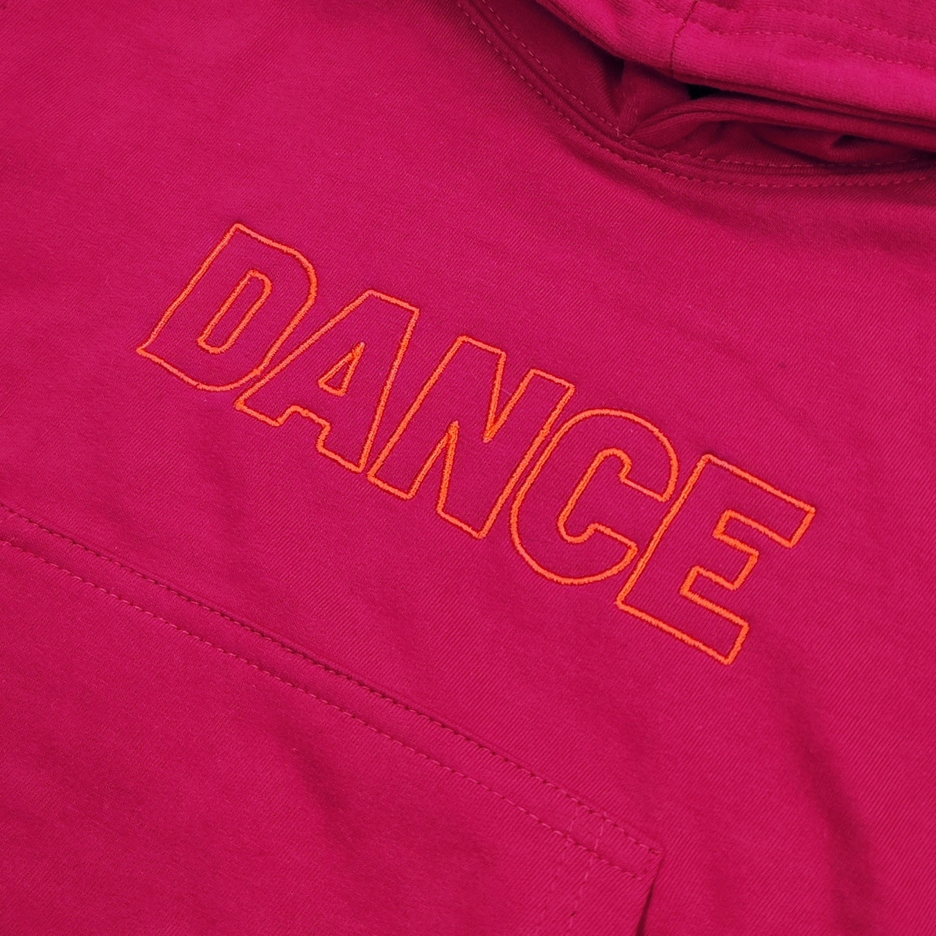 'Dance' Kids Embroidered Hoodie Hot Pink