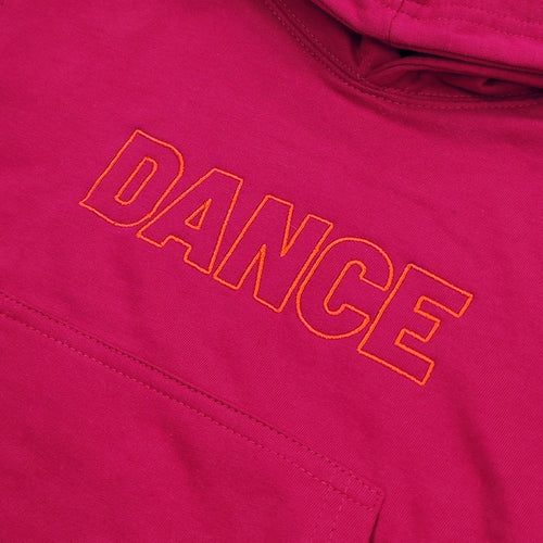 'Dance' Kids Embroidered Hoodie Hot Pink