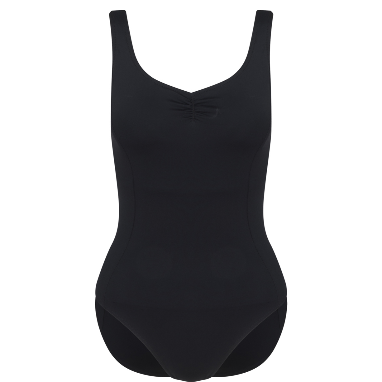 Black Laurel leotard is the official RAD uniform for Grades 6 and above, reflecting sustainable dancewear focus. Made from recycled ECONYL fabric, the sleeveless design features a ruched front and princess seams. Creating a professional balletcore aesthetic, this high-performance piece offers a modern silhouette and breathable comfort for exams and studio training