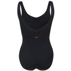 Black Laurel leotard is the official RAD uniform for Grades 6 and above, reflecting sustainable dancewear focus. Made from recycled ECONYL fabric, the sleeveless design features a ruched front and princess seams. Creating a professional balletcore aesthetic, this high-performance piece offers a modern silhouette and breathable comfort for exams and studio training