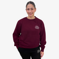 Burgundy sweatshirt with 'Royal Academy of Dance' logo in white on left chest