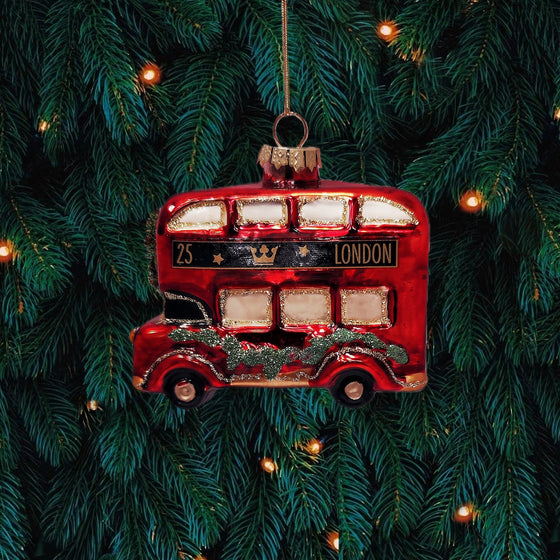 London Bus with Garland Glass Decoration