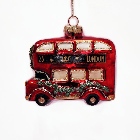 London Bus with Garland Glass Decoration