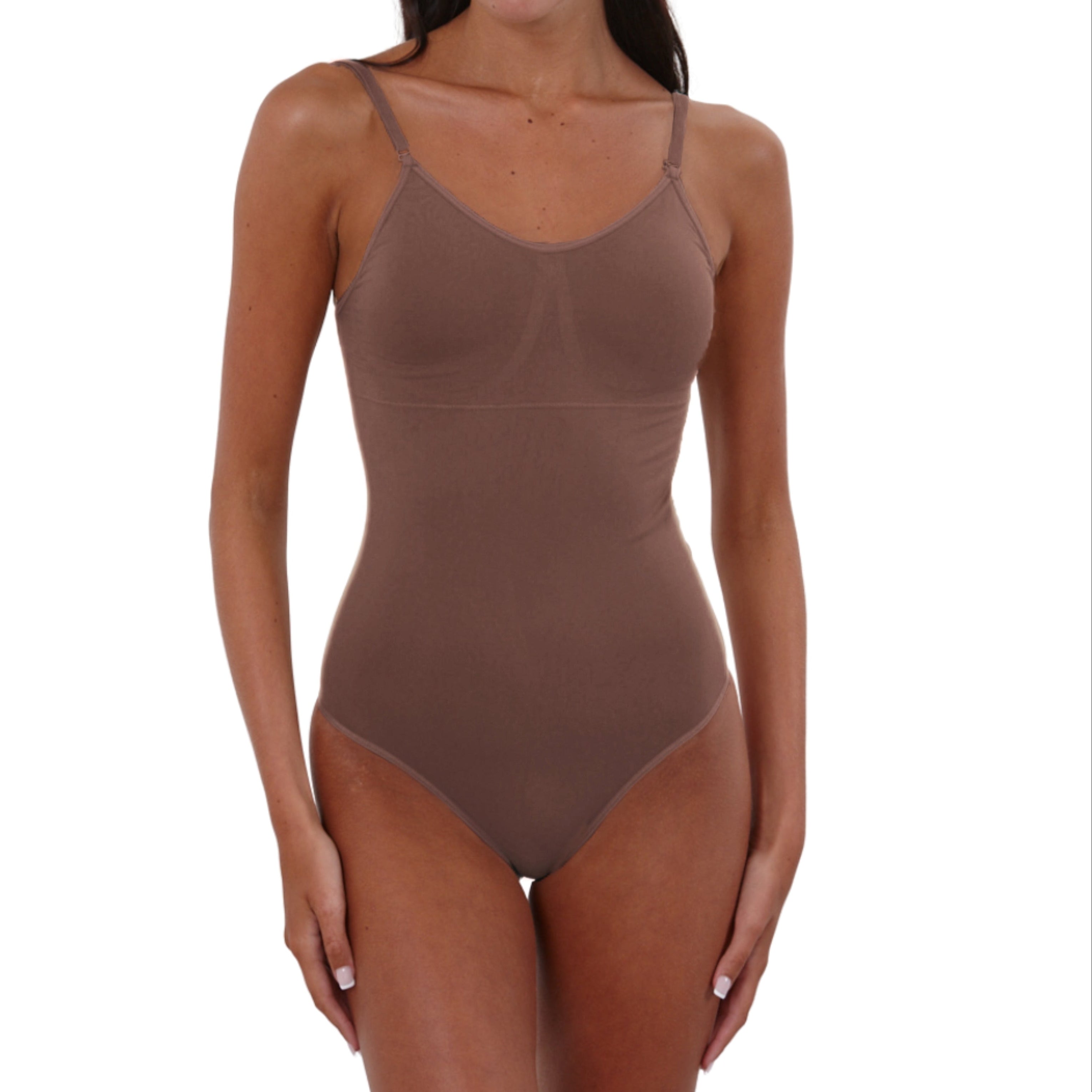 Low back Bodysuit with Removable Padding Dark Nude