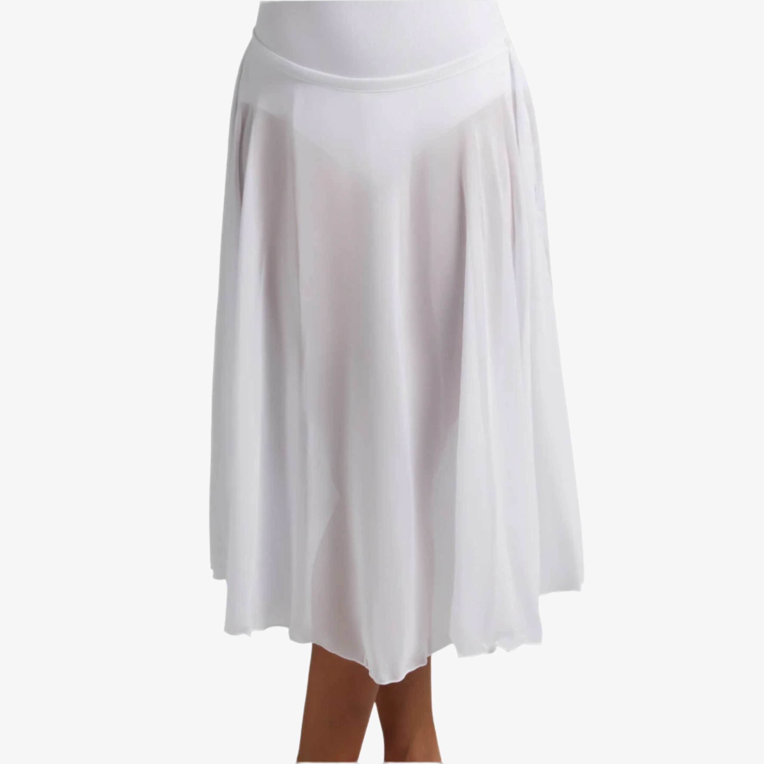 Mid Calf Full Circle Skirt White