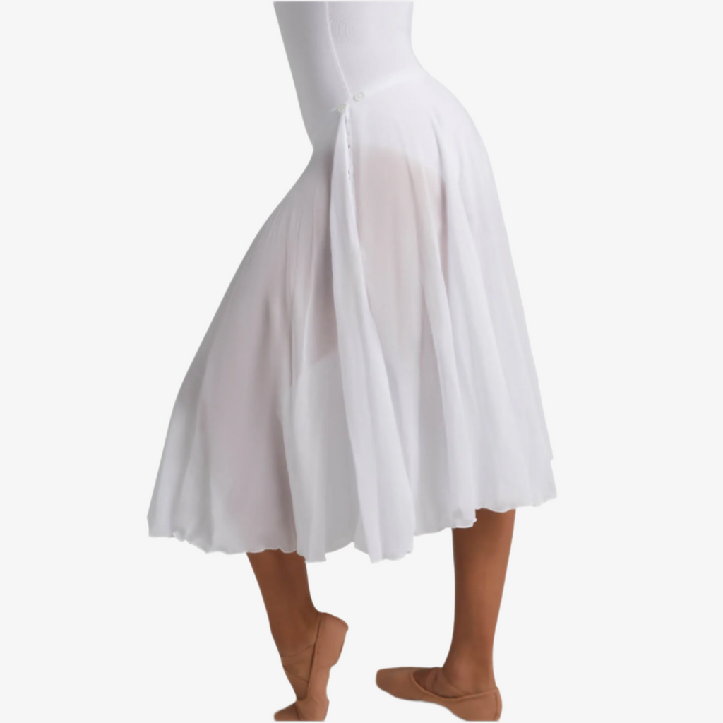 Mid Calf Full Circle Skirt White