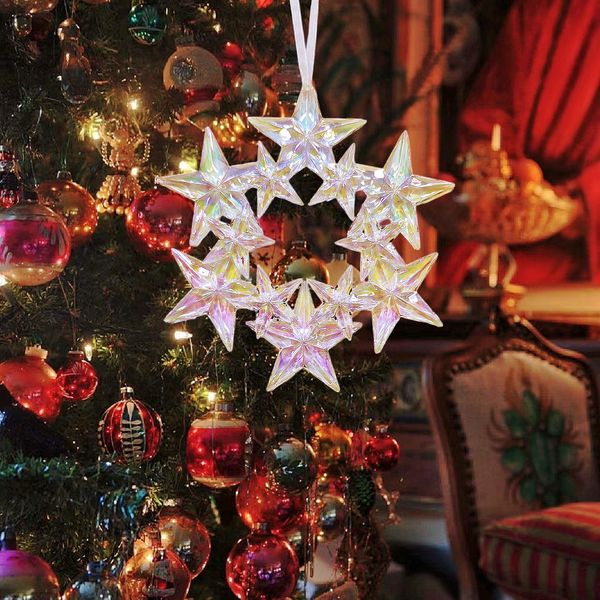 Rainbow Acrylic Iridescent Star Wreath
