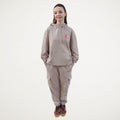 Stone fitness jogger with cargo pockets and an elasticated waistband. Royal Academy of Dance logo in red