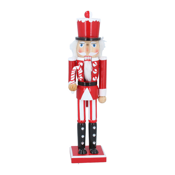 Red Candy cane Wood Nutcracker Ornament