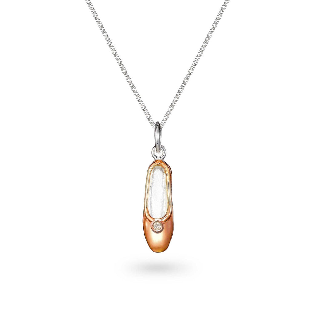 DIAMOND BALLET SHOE NECKLACE ROSE GOLD