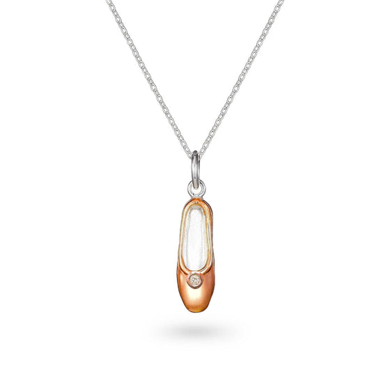 DIAMOND BALLET SHOE NECKLACE ROSE GOLD