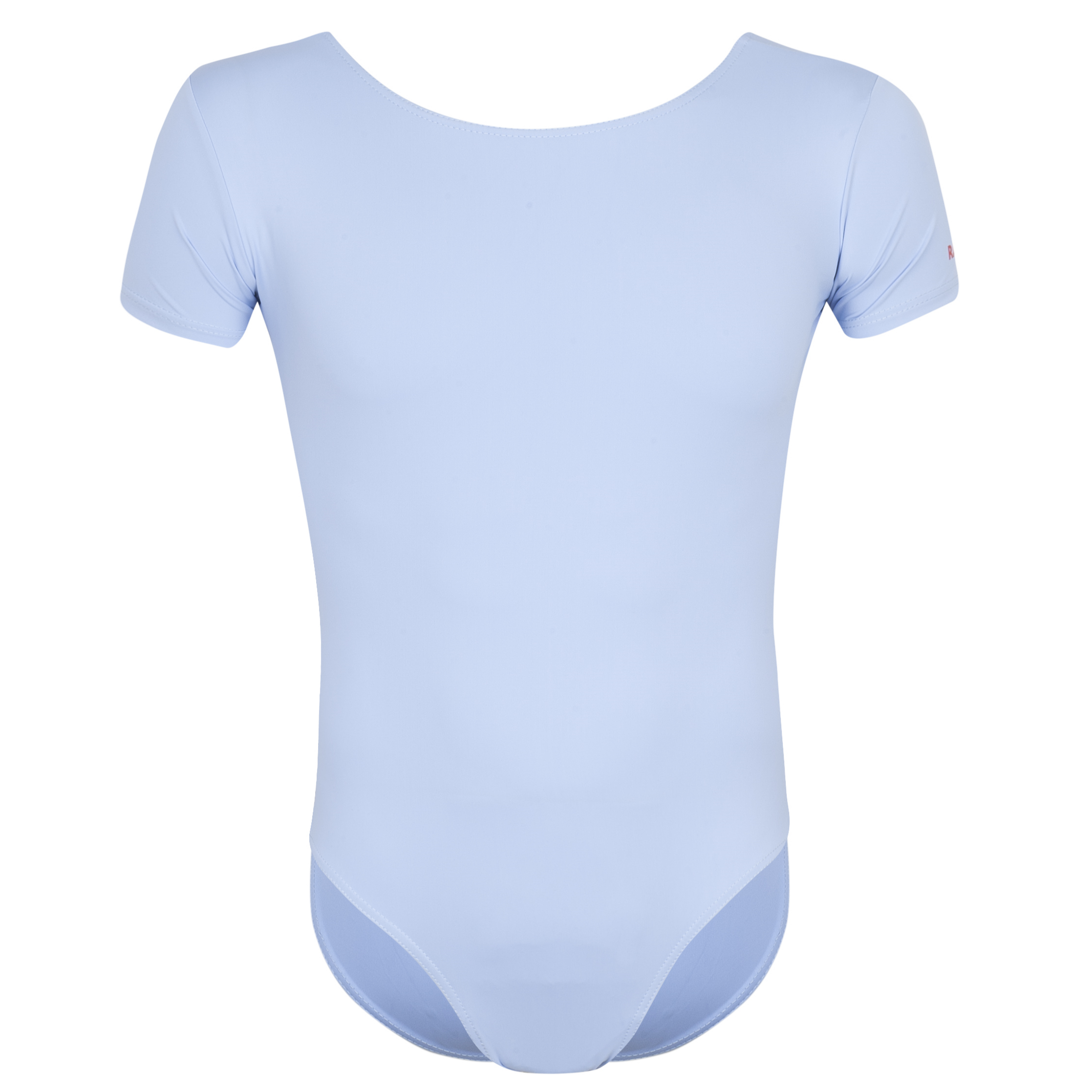 Official RAD regulation uniform: the Freed of London Rowan pale blue male ballet leotard for all grades. This short-sleeved, scoop neck dance top features the RAD logo and high-performance sustainable ECONYL recycled fabric, meeting the standards for eco-friendly male ballet exam wear. Designed for durability and comfort, this essential recycled leotard ensures a professional silhouette for Royal Academy of Dance examinations and studio practice