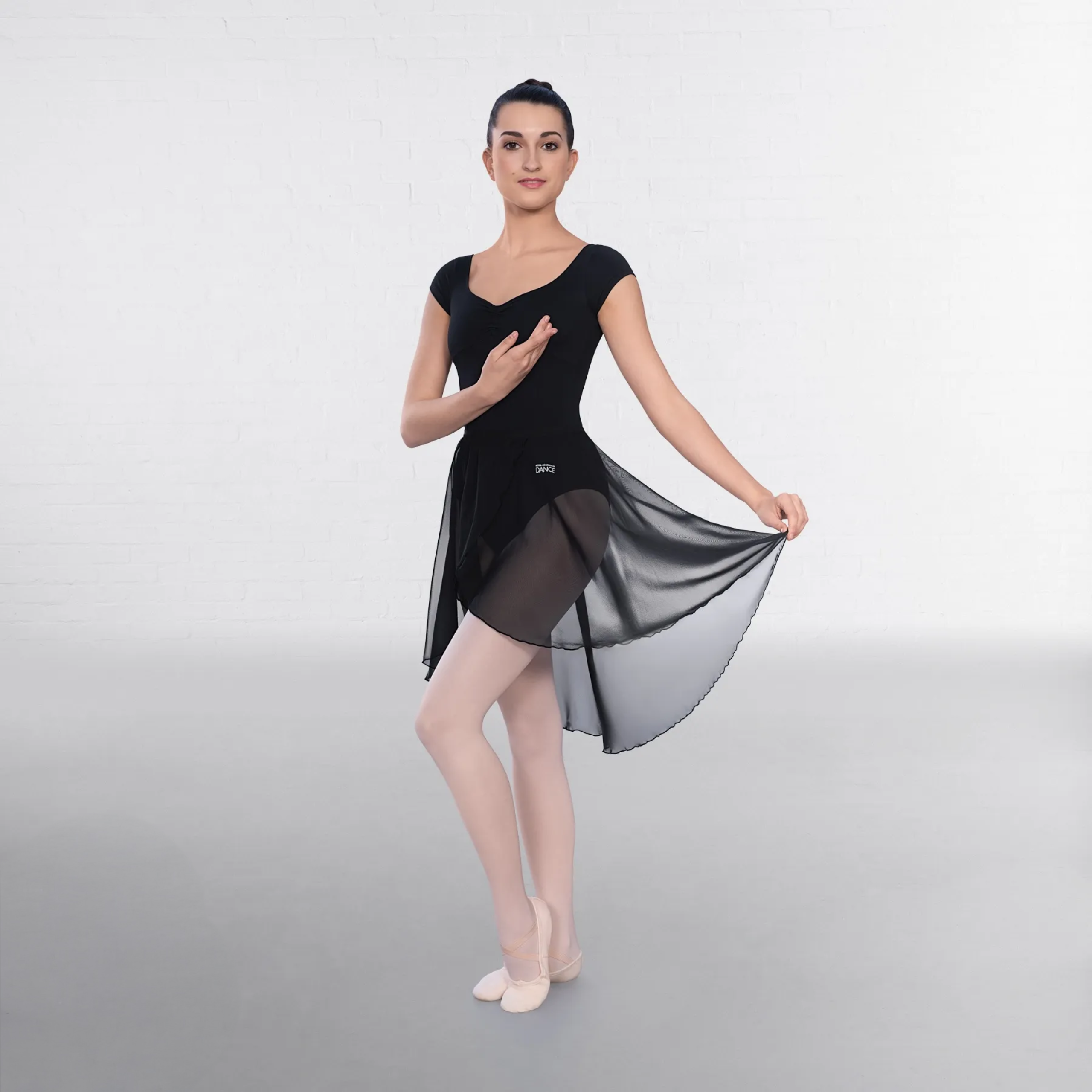 Semi Sheer Wrapover Skirt Black