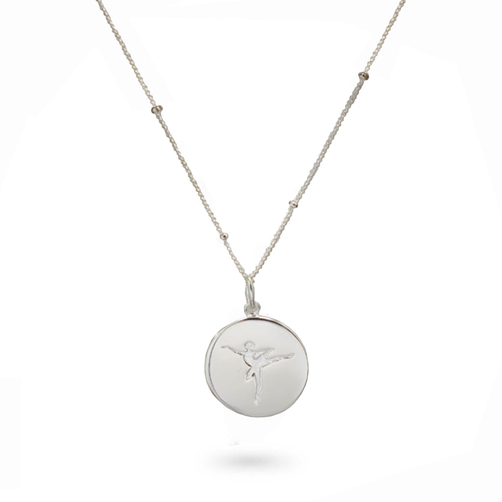 Engraved Disc Arabesque Necklace Silver