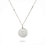 Engraved Disc Arabesque Necklace Silver