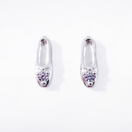 Sterling Silver Ballet Shoe Stud Earring with CZ