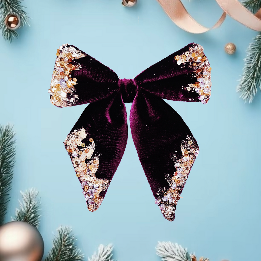Velvet Bow with Gold Trim