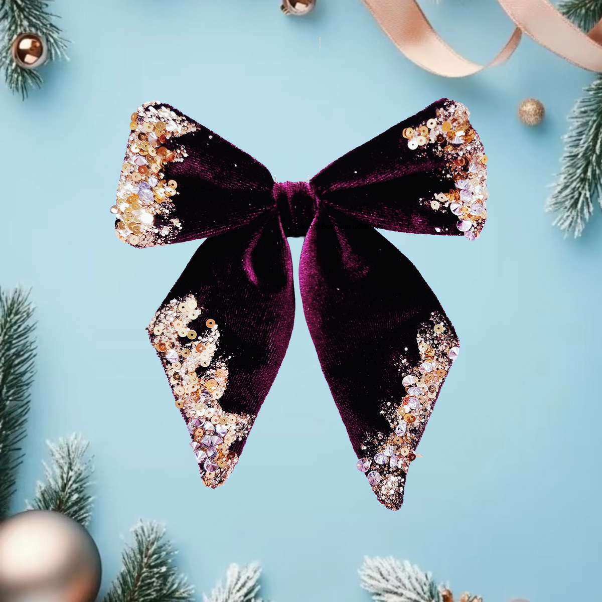 Velvet Bow with Gold Trim