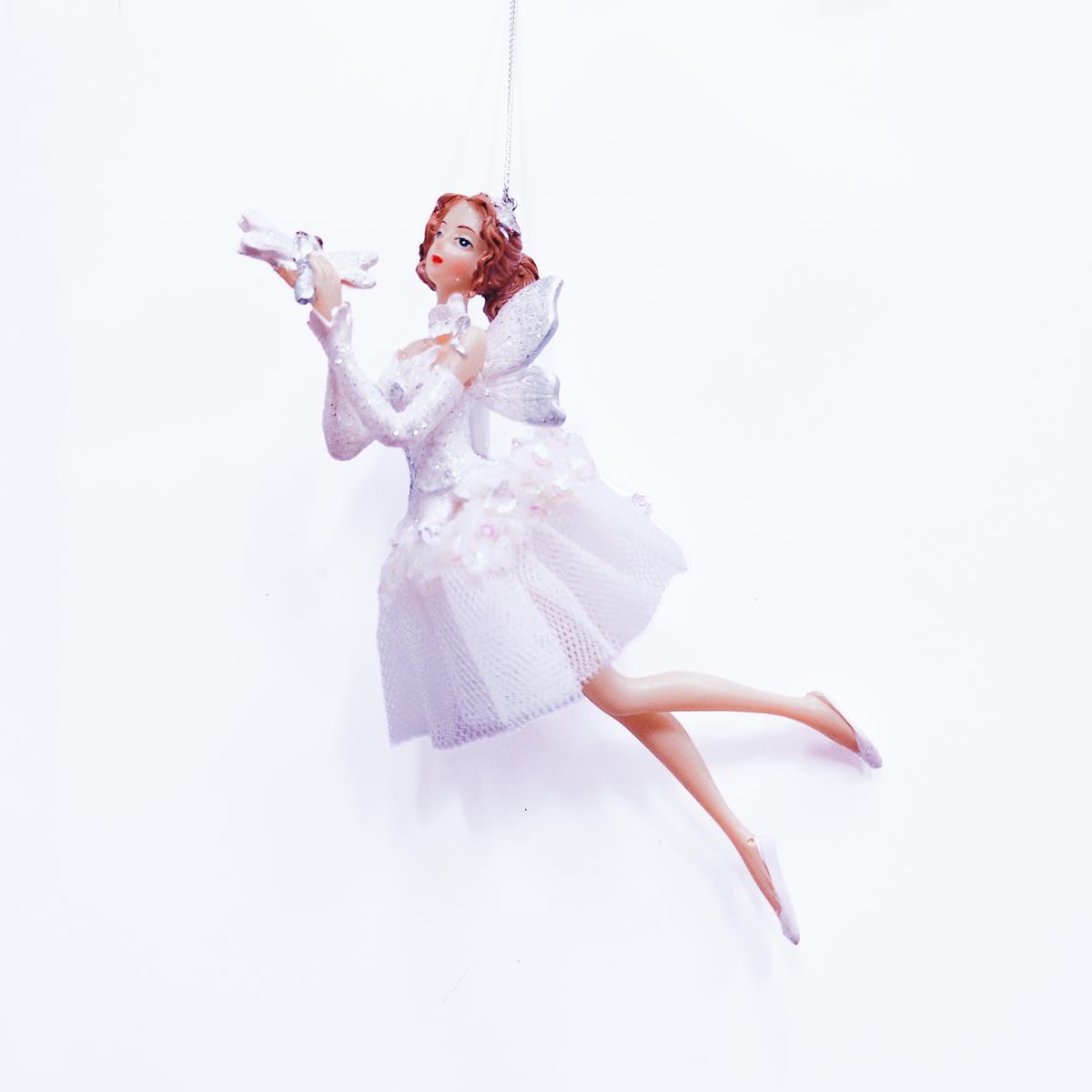 White Resin Fairy with Butterfly