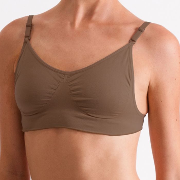 Seamless Clear Back Bra Dark Nude