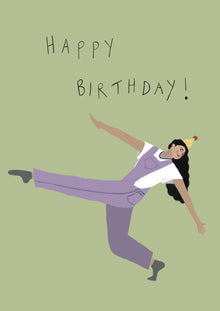  Birthday Dungarees Girl Greeting Card