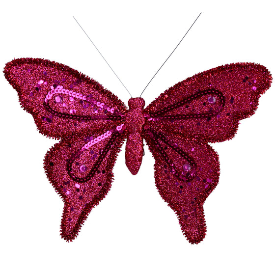 Fuchsia Sequin Butterfly Clip